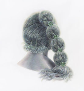 Winnie Truong, "Puff Ball", 2018, coloured pencils, chalk pastel, cut paper collage, 53.5 x 50