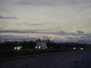 Alex Bierk, "Highway", 2020, gouache on paper, 16" x 20.5"