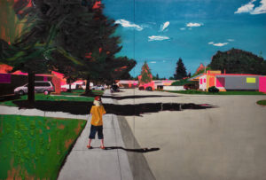 Kim Dorland, 3rd Avenue, 2014, oil and acrylic on canvas over wood panel, 96x144 inches