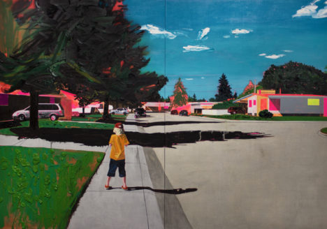 Kim Dorland, 3rd Avenue, 2014, oil and acrylic on canvas over wood panel, 96x144 inches