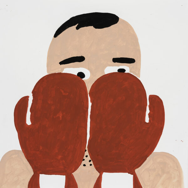 Adrian Norvid, "Big Boxer", 2021, flashe on paper, 14.75" x 14.75"